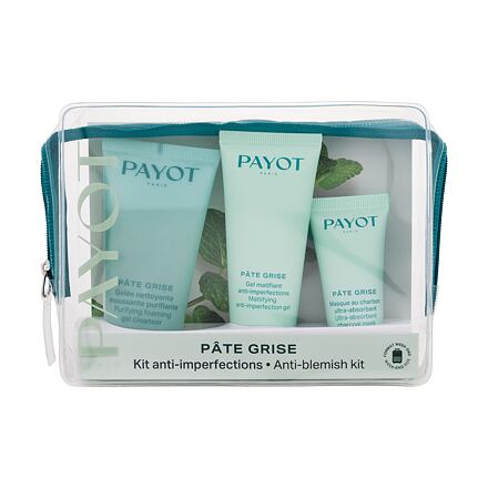 PAYOT Pâte Grise Anti Blemish Kit : čisticí gel 50 ml + pleťový gel 30 ml + pleťová maska 15 ml + taštička pro ženy