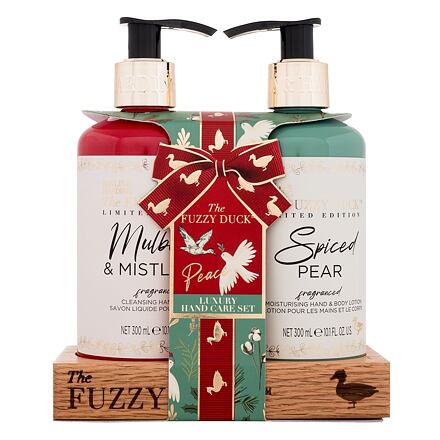 Baylis & Harding The Fuzzy Duck Peace Luxury Hand Care Set dárková sada tekuté mýdlo Mulberry & Mistletoe 300 ml + tělové mléko Spiced Pear 300 ml unisex