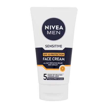 Nivea Men Sensitive Face Cream SPF15 zklidňující a hydratující krém s uv zářením 75 ml pro muže