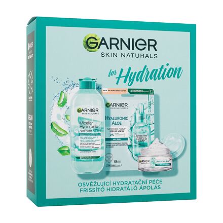 Garnier Skin Naturals Hyaluronic Aloe for Hydrating : pleťový gel Skin Naturals Hyaluronic Aloe Jelly Daily Moisturizing Care 50 ml + micelární voda Skin Naturals Micellar Hyaluronic Aloe Water 400 ml + pleťová maska Skin Naturals Hyaluronic Aloe Serum Ti