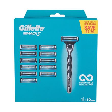 Gillette Mach3 : holicí strojek 1 ks + náhradní břit 11 ks pro muže