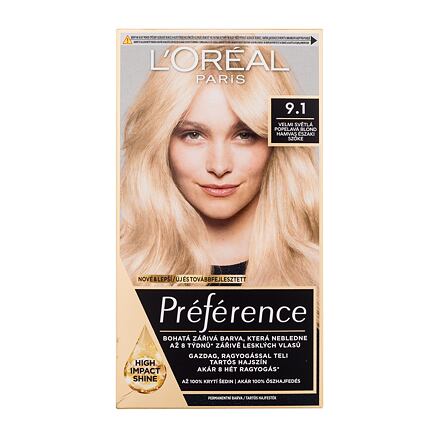 L'Oréal Paris Préférence permanentní barva na vlasy 60 ml odstín 9.1 pro ženy