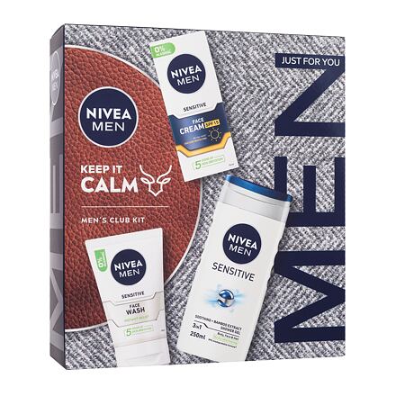 Nivea Men Sensitive Keep It Calm : denní pleťový krém Men Sensitive Face Cream SPF15 75 ml + čisticí gel Men Sensitive Face Wash 100 ml + sprchový gel Men Sensitive Soothing Bamboo Extract Shower Gel 250 ml pro muže