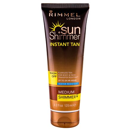 Rimmel London Sun Shimmer Instant Tan samoopalovací mléko pro obličej a tělo 125 ml odstín medium shimmer pro ženy