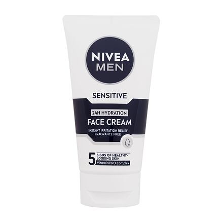 Nivea Men Sensitive 24H Hydration Face Cream zklidňující a hydratující pleťový krém bez parfemace 75 ml pro muže