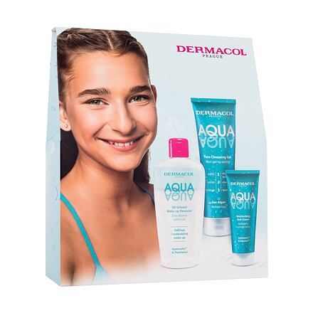 Dermacol Aqua : pleťový krém Aqua Moisturizing Rich Cream 50 ml + mycí gel na obličej Aqua Face Cleansing Gel 150 ml + dvoufázový odličovač Aqua Oil-Infused Make-Up Remover 200 ml pro ženy