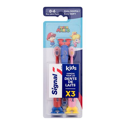 Signal Kids Super Mario Extra Soft Toothbrush klasický zubní kartáček 3 ks