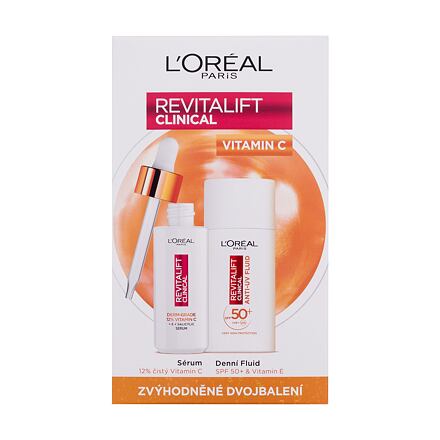 L'Oréal Paris Revitalift Clinical Pure 12% Vitamin C : pleťové sérum Revitalift Clinical Vitamin C Serum 30 ml + denní pleťový krém Revitalift Clinical Vitamin C Anti-UV Fluid SPF50 50 ml unisex