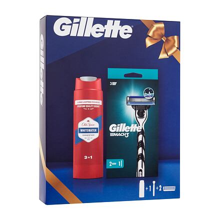 Gillette Mach3 : holicí strojek 1 ks + náhradní hlavice 1 ks + sprchový gel a šampon Old Spice Whitewater 3in1 250 ml pro muže