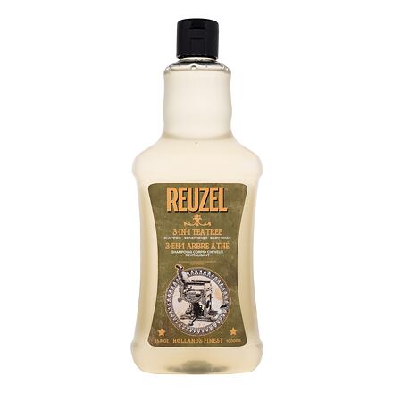Reuzel 3 in 1 Tea Tree hydratační a zklidňující šampon, kondicionér a sprchový gel 1000 ml pro muže