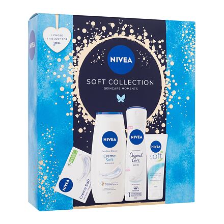 Nivea Soft Collection : krém Soft 75 ml + sprchový gel Creme Soft 250 ml + antiperspirant Original Care 150 ml + tuhé mýdlo Creme Soft 100 g pro ženy