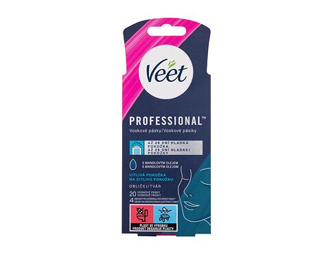 Depilační přípravek Veet Professional Wax Strips Face Sensitive Skin 20 ks poškozená krabička