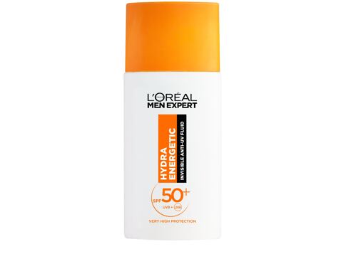 Opalovací přípravek na obličej L'Oréal Paris Men Expert Hydra Energetic Invisible Anti-UV Fluid SPF50+ 50 ml