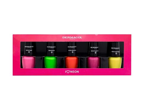 Lak na nehty Dermacol Neon Nail Polish Set 5 ml poškozená krabička Kazeta