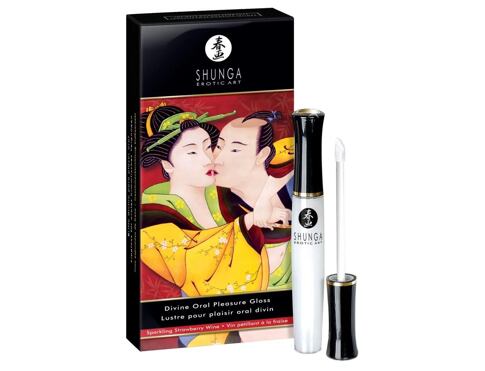 Erotická kosmetika Shunga Divine Oral Pleasure Gloss Sparkling Strawberry Wine 10 ml