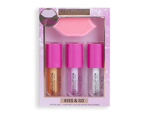 Olej na rty Makeup Revolution London Kiss & Go Lip Oil Set 4,5 ml Kazeta