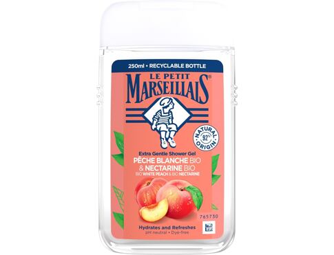 Sprchový gel Le Petit Marseillais Extra Gentle Shower Gel Organic White Peach & Organic Nectarine 250 ml