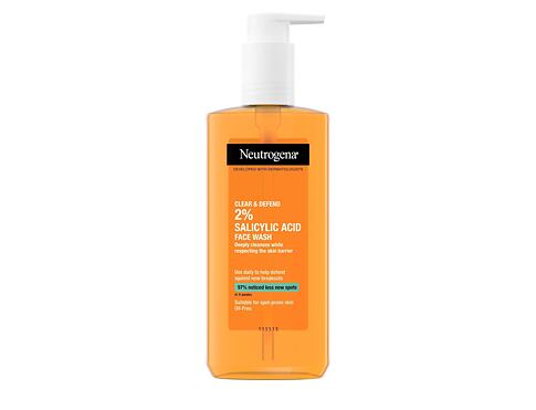 Čisticí gel Neutrogena Clear & Defend 2% Salicylic Acid Facial Wash 200 ml