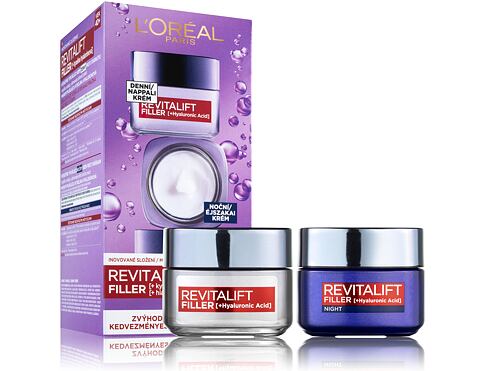 Denní pleťový krém L'Oréal Paris Revitalift Filler HA Duo Set 50 ml Kazeta