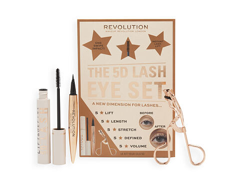 Řasenka Makeup Revolution London 5D Lash Eye Set 14 ml Super Black Kazeta